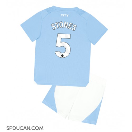 Dječji Nogometni Dres Manchester City John Stones #5 Domaci 2023-24 Kratak Rukav (+ Kratke hlače)